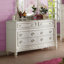 Commode large Dorie, 6 tiroirs, garniture ovale moulée, bois