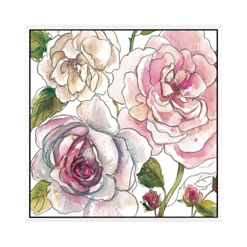 Floral Sketchbook by Carol Robinson - Print on Canvas, 45.72 cm H x 45.72 cm W, White Framed