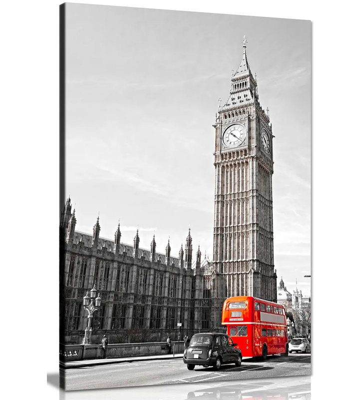 Big Ben London Bus - Wrapped Canvas Print, 91cm H x 61cm W