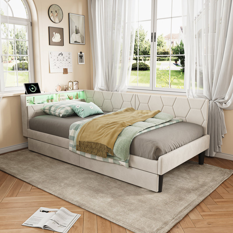 Vidaxl Daybed With Drawers, European Single (90 x 200 cm), Beige