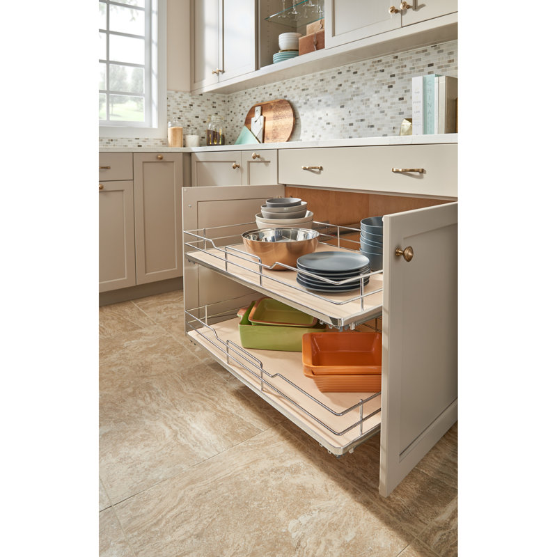 Rev-A-Shelf Solid Surface Pull Out Organizer Shelf with Soft Close, Natural Maple, 32.69" W