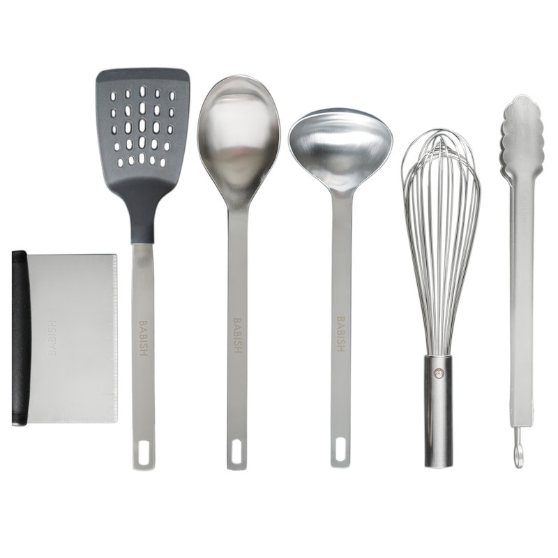 Babish 11-Piece Teak Wood, Silicone, and Stainless Steel Cooking Tool Set