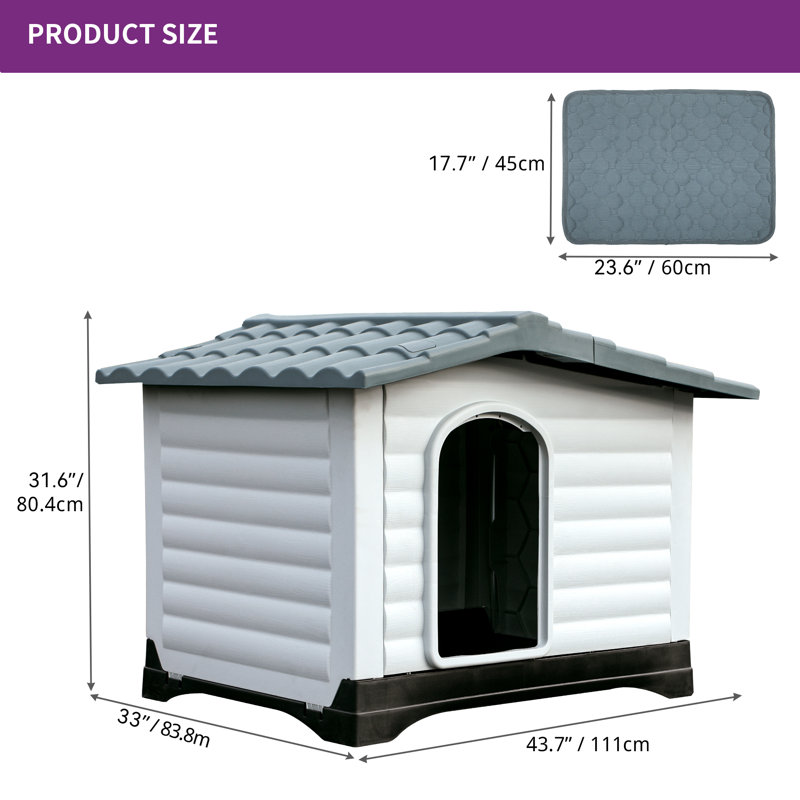 Niche pour chien en plastique Dearria, H 31,6 po x l 43,7 po x P 33 po