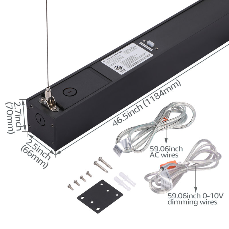 Commercial Grade 100-277V 4' LED Linkable Linear Lights, Dimmable 4600LM 40W, 3CCT, Black
