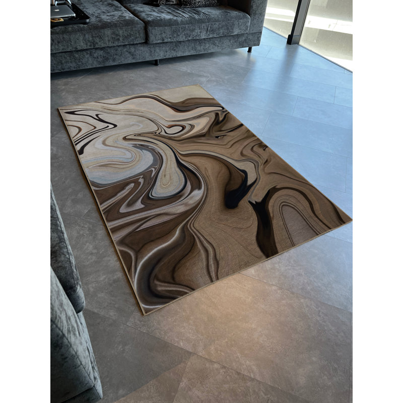 Tapis décoratif multicolore à motif abstrait multicolore Mira, Tapis de couloir 3 pi 9,81 po x 6 pi 6,74 po