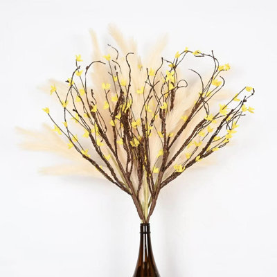 Arrangement floral 36 po Forsythia artificiel pour remplissage de vase, branche de brindille de campagne, branche d'herbe, longue tige florale en vrac pour fête de mariage