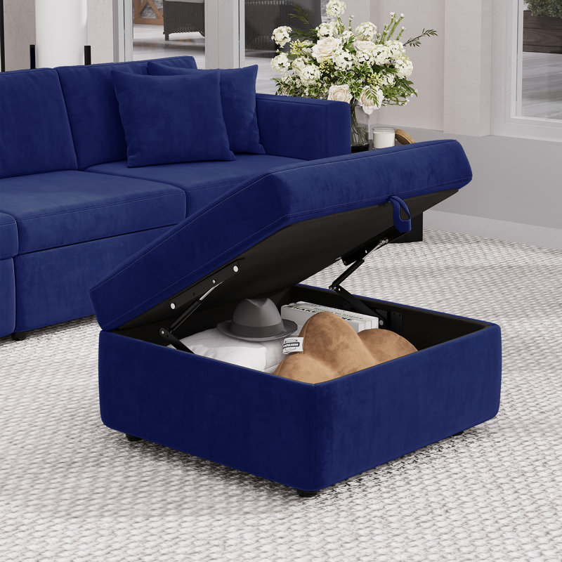 3 Seats Sofa Set, Deep Seat Modular Sectional Sofa, Modern Sofa Couch With Storage Seats, Blue