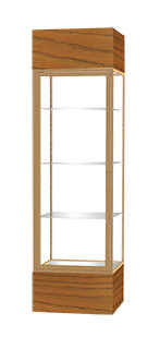 Keepsake Series 80'' H x 24'' W Metal Display Cases, Carmel Oak, Glass, Satin Natural