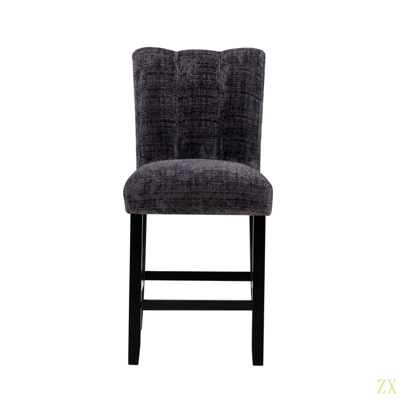 Tabourets de bar Magaly (ensemble de 2), Siège noir / cadre noir