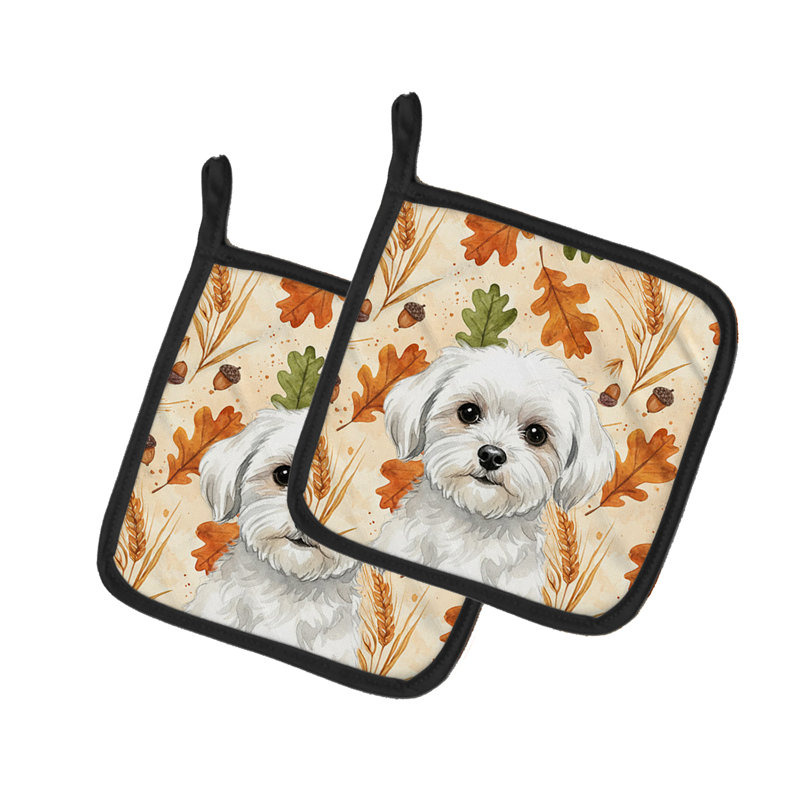 Maltese Heirloom Fall Pair of Pot Holders