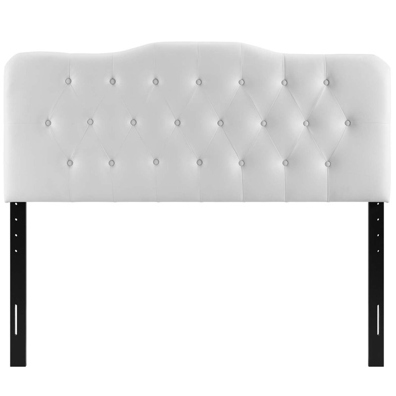 Annabel White Faux Leather Queen Tufted Headboard