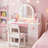 Kids Vanity Desk With LED Mirror And Stool