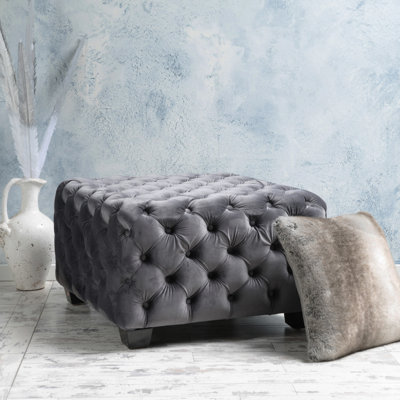 Grey With Button- Velvet Covering, Modern Interior, 29" W X D 18.56" H Velvet, Aesthetic, 28.66" Width Depth Height