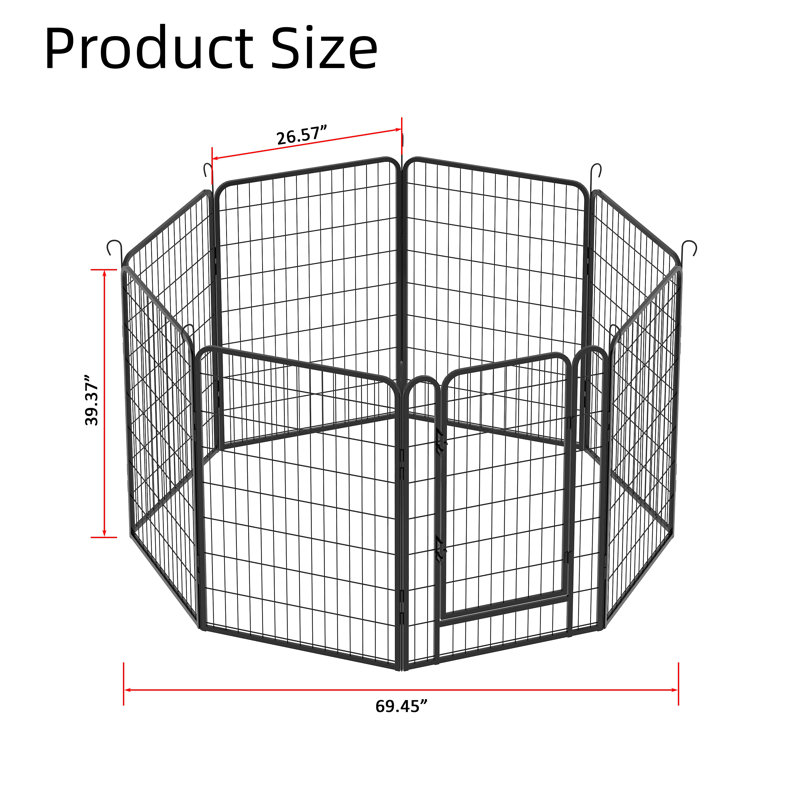 Panel Iron Exercise Pen With Door, 39.37" H x 52.36" W x 52.36" D