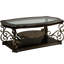 Table basse avec plateau en verre transparent, tablette, pieds en métal, verre froid et chic