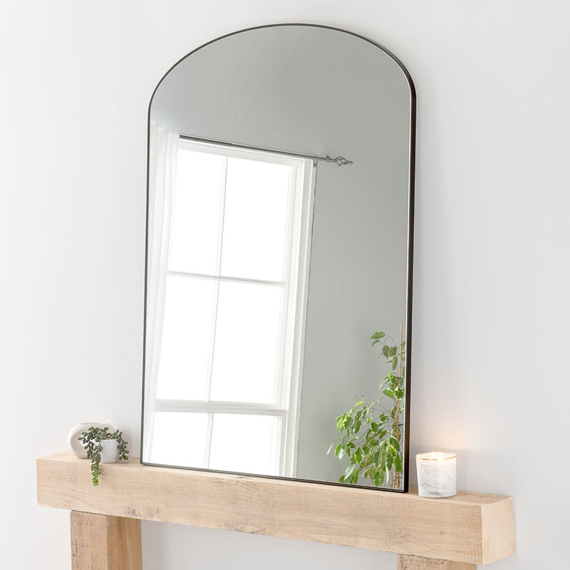 Iaverne Wood Flat Floor Mirror, Black