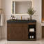 Meuble-lavabo autoportant de 122 cm (48 po) avec lavabo monobloc en surface solide, armoire de rangement spacieuse, fermeture amortie et design moderne-689171592-689171593