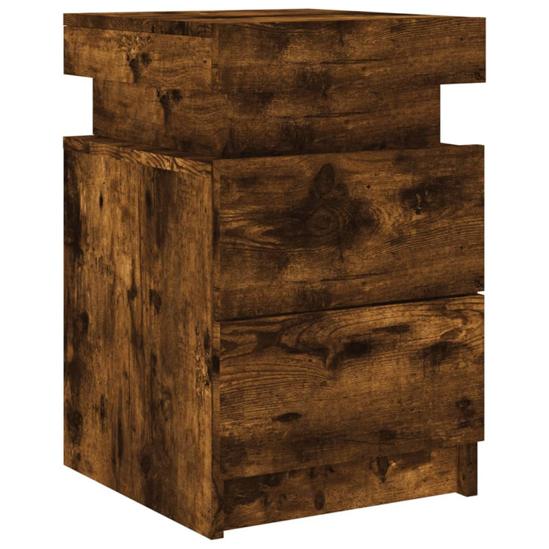 Oakhur 35cm W Manufactured Wood Bedside Table, Smoked Oak