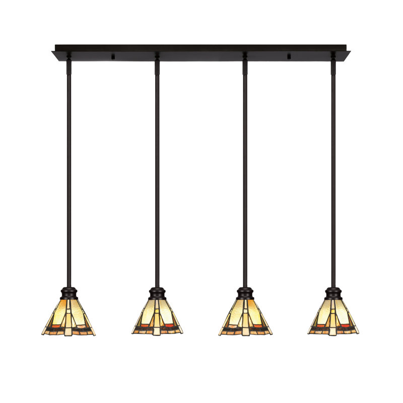 Luminaire suspendu linéaire 4 lumières Edge au fini espresso avec verre Zion de 7 po