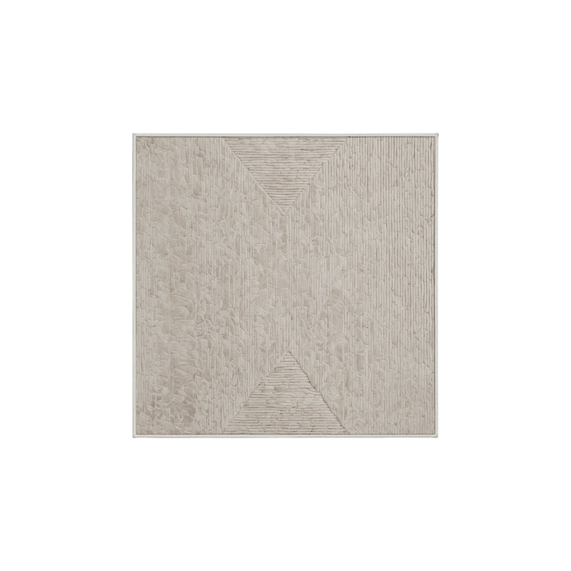 Machine Washable Beige Area Rug, Square 3'