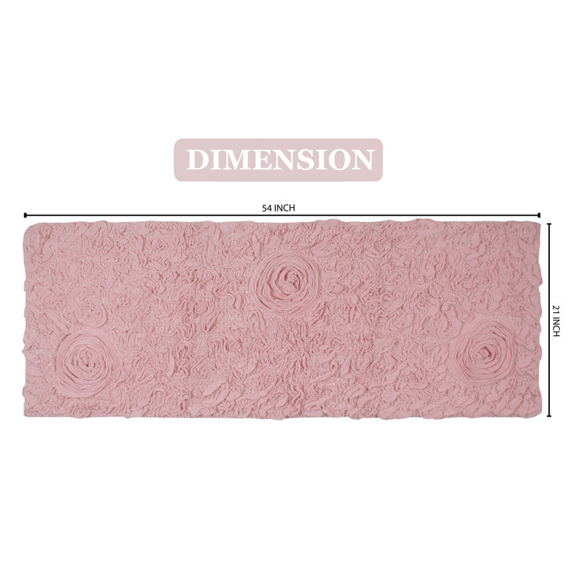 Skak Cotton Bath Rug, 21" W x 54" L, Pink