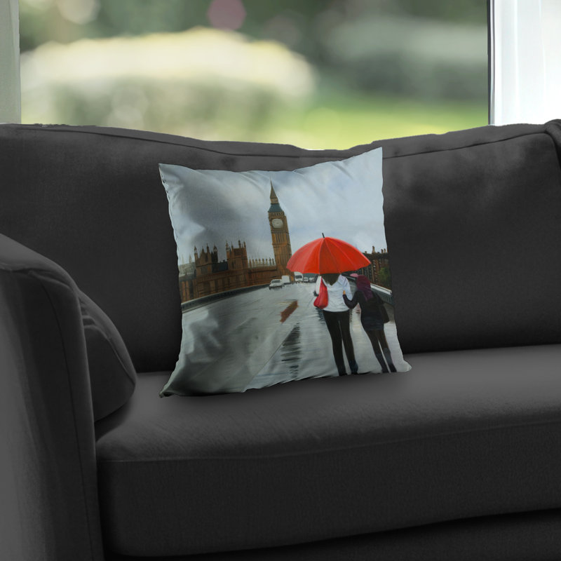 British Under Umbrella Big Ben Scenic – Throw Pillow Cover Only, Double-Sided Print, Insert Not Included