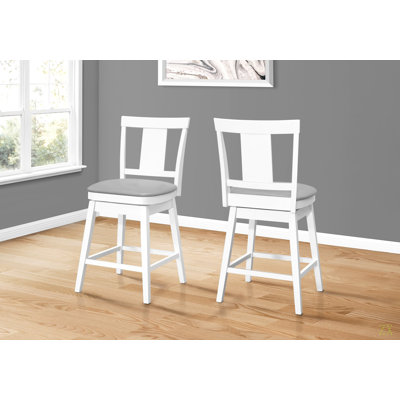 Tabouret de bar, ensemble de 2, pivotant, hauteur de comptoir, cuisine, aspect cuir et bois, transitionnel