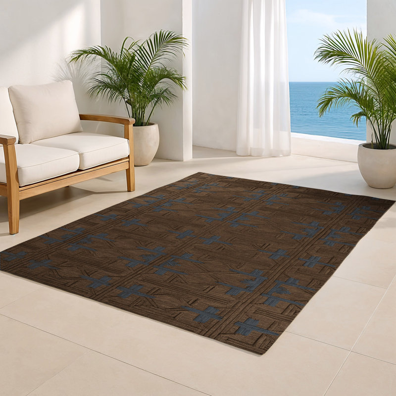 Tapis brun intérieur et extérieur Trellis, Rectangle 9 pi x 12 pi
