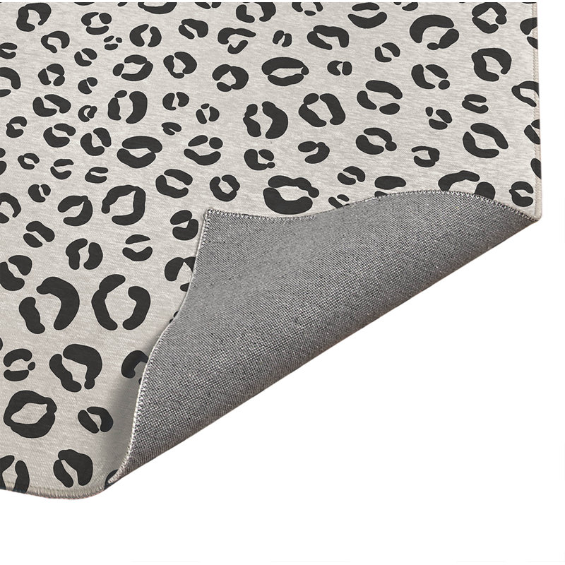 Tapis de cuisine anti-dérapant Leopard Play, Rectangle 5 pi x 7 pi, Ivoire/gris anthracite