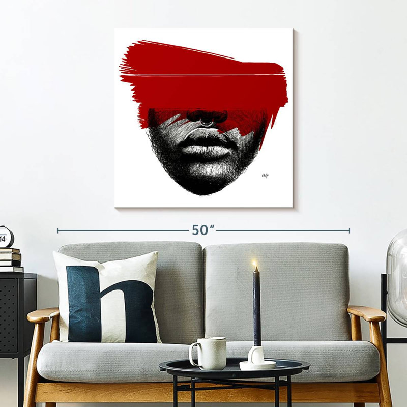 Leisha noir blanc rouge, H 30 po x l 30 po