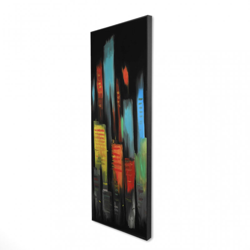Reproduction abstraite de grands bâtiments sur toile, H 48 po x l 16 po