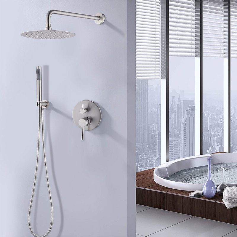 Ensemble de pomme de douche à pluie 10 po et pomme de douche à main Roud, Argent argent