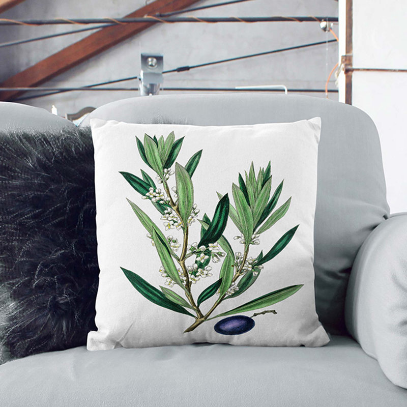 Floral Square Throw Cushion, Stone, 40cm H x 40cm W x 15cm D