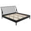 Lit plateforme en bambou massif de style Mid-Century avec tête de lit à broche de 46,5 po de hauteur, lattes en bois et support en métal, aucun sommier requis-349266440-349266443
