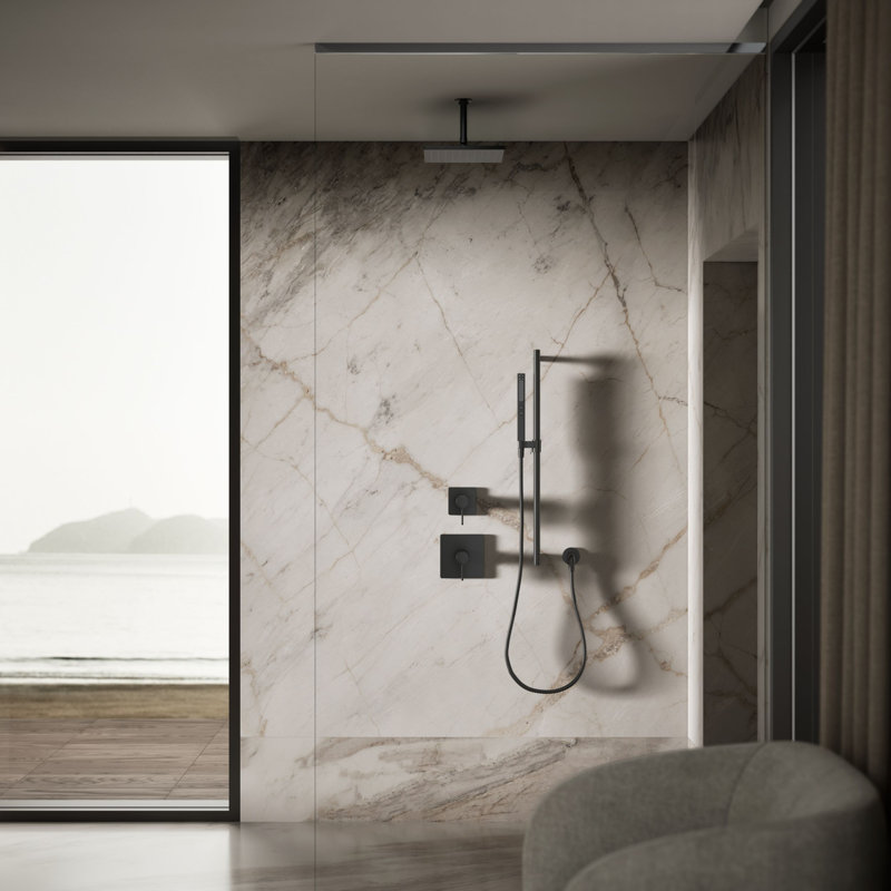 Honesty 10" Single-Function Wall or Ceiling-Mount Square Rainhead, Square Rain Showerhead 2.5 GPM, Matte Black