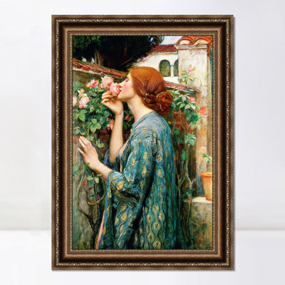 «The Soul of The Rose, 1908» par John William Waterhouse, reproduction d'art sur toile encadrée, peinture romantique avec fleur