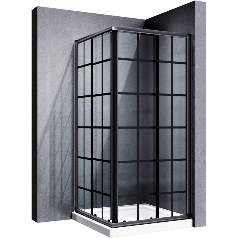 Cabine de douche carrée encadrée avec verre trempé rayé l 33 à 34 po x H 72 po