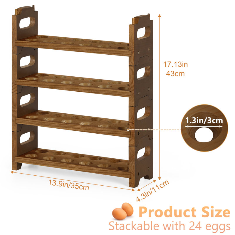 4-Tier Wooden Egg Holder - Brown