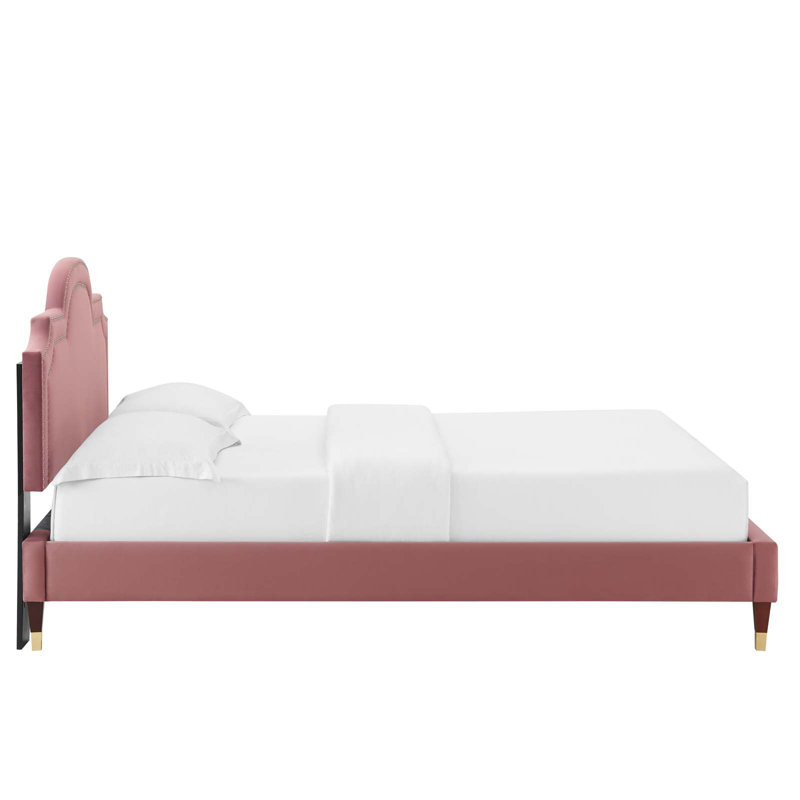 Modway Aviana Performance Velvet Bed, King, Dusty Rose