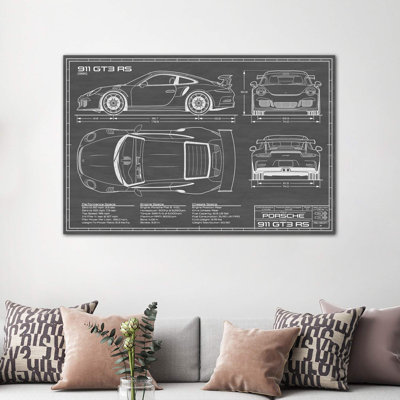 Porsche 911 GT3 RS (991) | Black by Action Blueprints - Wrapped Canvas Print