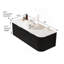 Meuble-lavabo 48 po avec lavabo, meuble de rangement mural rayé à bords arrondis avec 2 tiroirs, lavabo rond en céramique blanc, sans robinet, pré-assemblé, couleur noire-1377714702
