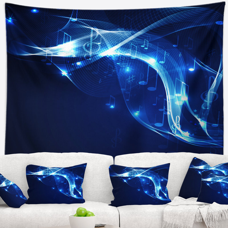Tapisserie de fond musical bleu Abstract, H 50 po x l 60 po