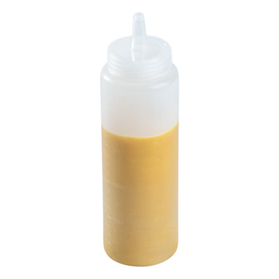  Distributeur de jus en plastique 8 oz et 6 bouteilles à large ouverture avec embout de précision et distributeur de sauce transparent prêt à être congelé pour sirops, ketchup, moutarde, huile, vinaigrette, art et artisanat