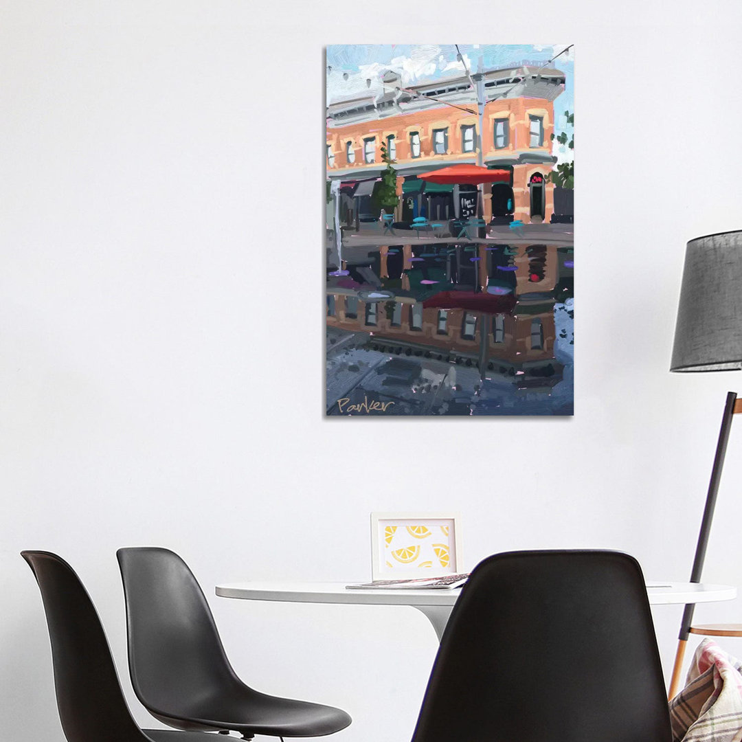 Downtown Fort Collins von Teddi Parker - Galerie-verpackte Leinwand Giclée auf Leinwand