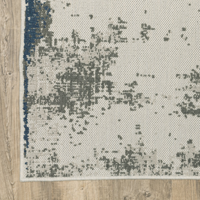 Tapis intérieur / extérieur gris clair / bleu Belden, Tapis de couloir 1 pi 10 po x 7 pi 3 po