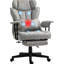 Fauteuil de bureau de 45,3 po à 48,4 po de hauteur, gris, avec 6 points de vibration, soutien lombaire, siège large pour utilisation prolongée et chauffage à 3 niveaux, coussin amovible, capacité de 400 lb