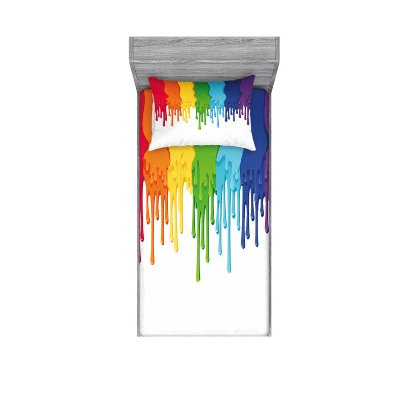Microfiber Abstract Sheet Set, Twin Sheet Set with Fitted Sheet