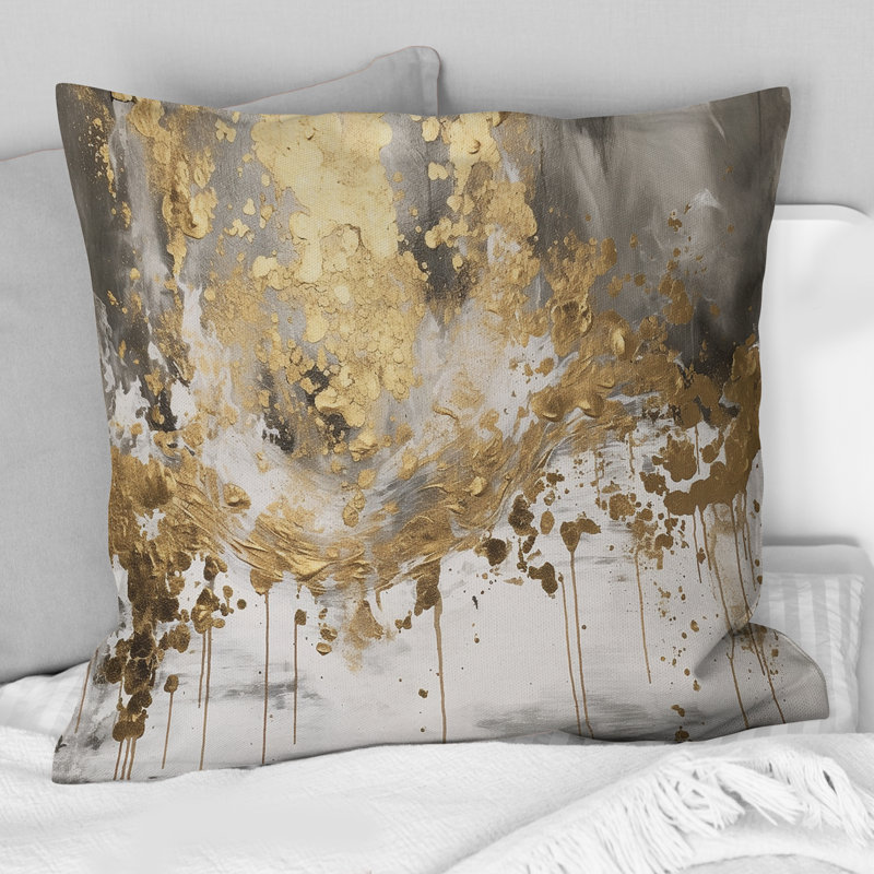 Modern Golden Drip - Coussin imprimé, H 18 po x l 18 po, Carré