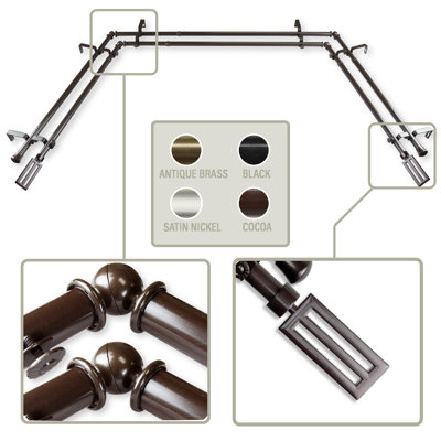 Steel Adjustable Bay Window Double Curtain Rod