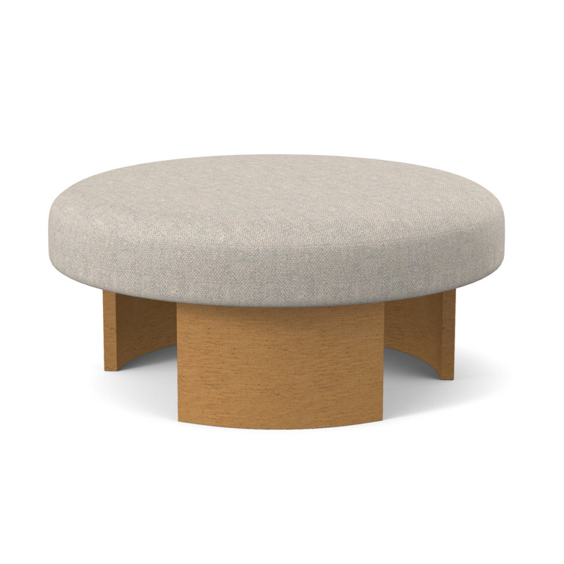 Eclipse Round Ottoman, Filigree Ivory 100% Polyester, Amber